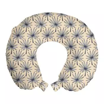 ABAKUHAUS Vintage Palm Дорожная подушка для шеи, остроконечные лепестки и листья, пенопластовые дорожные принадлежности для самолета и автомобиля, 30x30 см, фиолетовый синий цвета шампанского
