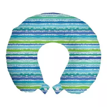 ABAKUHAUS Vintage Stripes Дорожная подушка для шеи, синие, зеленые тона, предметы из пенопласта для путешествий в самолете и автомобиле, 30x30 см, разноцветные