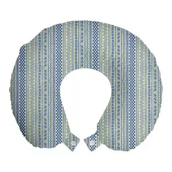 ABAKUHAUS Volk Travel Pillow Поддержка шеи, вертикальные стропила и полосы, пенопластовые дорожные принадлежности для самолетов и автомобилей, 30x30 см, Зеленый Темно-Синий Потолок