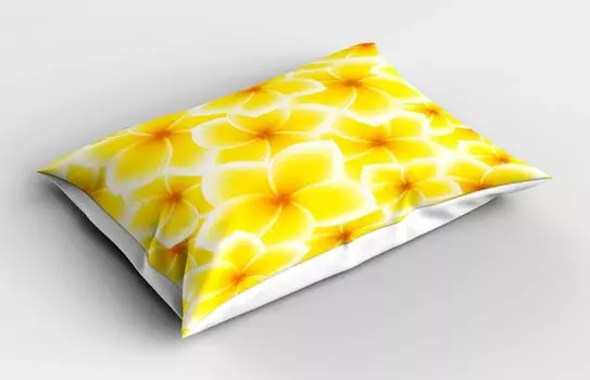 ABAKUHAUS Желтая наволочка, Plumeria Frangipani, азиатские весенние цветы, гавайский повторяющийся узор, 40x80см, желтый и белый