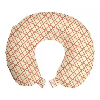 ABAKUHAUS Желто-оранжевая подушка для путешествий, поддерживающая шею, Stripes Line Art, пенопластовые дорожные принадлежности для самолета и автомобиля, 30x30 см, Бледно-желто-оранжевый
