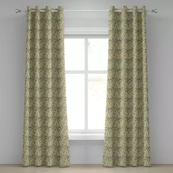 ABAKUHAUS Желто-зеленая занавеска с люверсами, ромашка с ботанической композицией в стиле ретро, декоративные 2-панельные оконные шторы, 280 см x 260 см, армейско-зеленый желтый