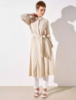 Абая Belted Balloon Sleeve Wear and Go Cream Kayra