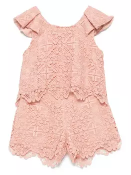 Abel & Lula комплект из топа и шортов в технике макраме, розовый
