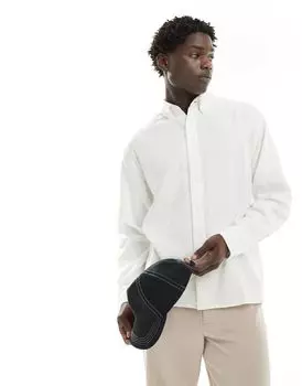 Abercrombie & Fitch – белая легкая рубашка оверсайз