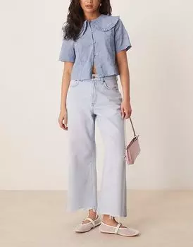 Abercrombie & Fitch Curve Love Укороченные широкие джинсы с высокой посадкой в отбеленном цвете