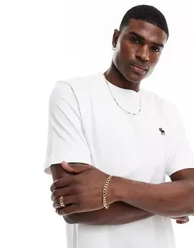 Abercrombie & Fitch – Elevated – Свободная белая футболка с логотипом
