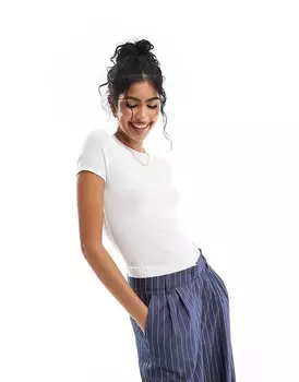 Abercrombie & Fitch – Футболка в рубчик белого цвета =f