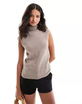 Abercrombie & Fitch – Коричневый вязаный топ с высоким воротником