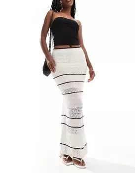 Abercrombie & Fitch — кремовая трикотажная юбка крючком с рюшами в тон