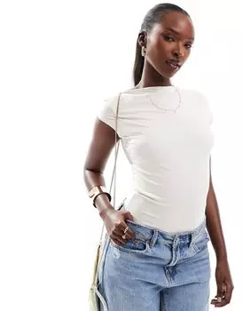 Abercrombie & Fitch – кремовое боди с квадратным вырезом и открытой спиной