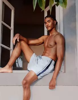 Abercrombie & Fitch свободные шорты с контрастной полосой по бокам в темно-синем цвете