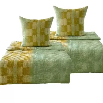 Aboutyourhome комплект постельного белья из микрофибры из сирсакера градиентный дизайн 135х200 80х80, желтый/зеленый/4 шт aboutyourhome-shop