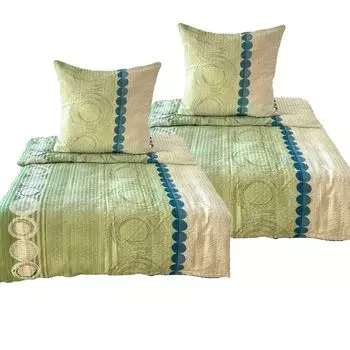 Aboutyourhome комплект постельного белья из микрофибры из сирсакера круги однотонный дизайн зеленый 135x200 80x80, розовый / 4 шт aboutyourhome-shop