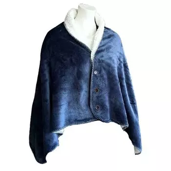 Aboutyourhome Одеяла Пончо Мягкая накидка-накидка 75x150см Teddy Plush, Темно-синий aboutyourhome-shop