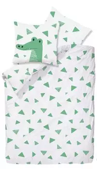 Aboutyourhome Постельное белье детское постельное белье хлопок 135х200 80х80 см комплект 2 шт. Крокодил Белый aboutyourhome-shop
