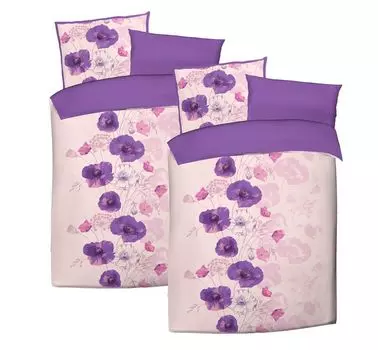 Aboutyourhome постельное белье микрофибра двустороннее постельное белье 135х200 80х80 комплект маки, розовый / 4 шт aboutyourhome-shop