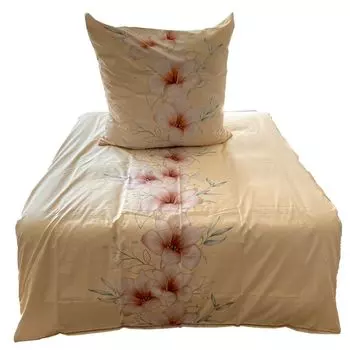 Aboutyourhome постельное белье микрофибра гладкая летние цветы розово-желтая 135х200 80х80, желтая / 2 шт aboutyourhome-shop