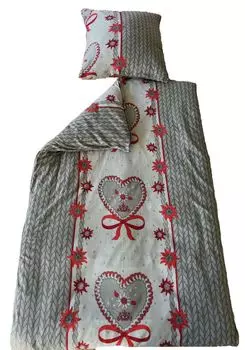 Aboutyourhome постельное белье постельное белье флис зима сердечки красный серый 135х200 80х80, 2 шт aboutyourhome-shop