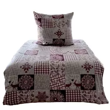 Aboutyourhome Постельное белье Постельное белье флис зимний олень красный 135х200 80х80, 2 шт aboutyourhome-shop