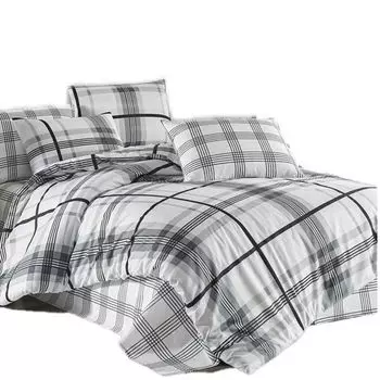 Aboutyourhome постельное белье постельное белье хлопок 135х200 80х80 в клетку белый серый, 2 шт aboutyourhome-shop
