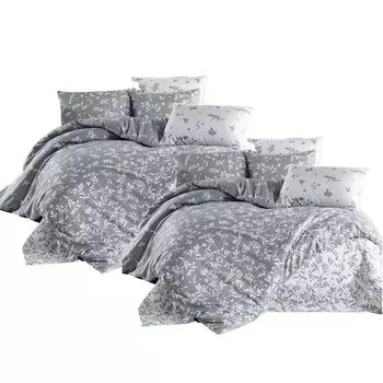 Aboutyourhome постельное белье постельное белье хлопок 135х200 80х80 цветы серо-белые, 4 шт aboutyourhome-shop