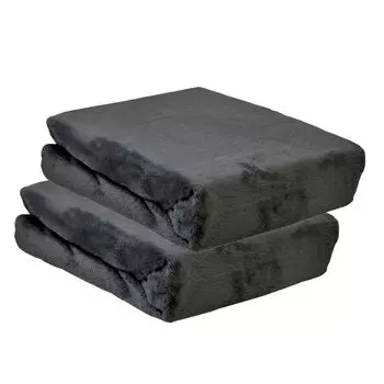 Aboutyourhome Простыня на резинке Winter Teddy Plush, бархат, кашемир, флис, 90x200 см — 100x200 см, 2 шт. / Темно-серый aboutyourhome-shop