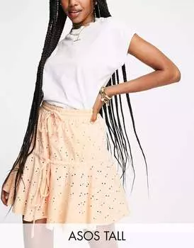 Абрикосовая мини-юбка с вышивкой ASOS DESIGN Tall