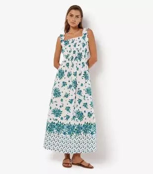 Абрикосово-белое платье макси с цветочным принтом Apricot, белый