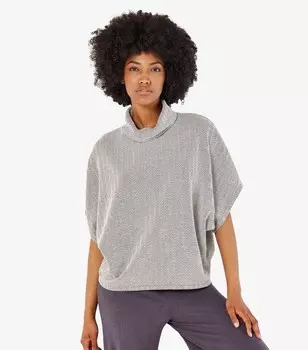 Абрикосово-серый топ «летучая мышь» с шевронным узором Apricot, черный