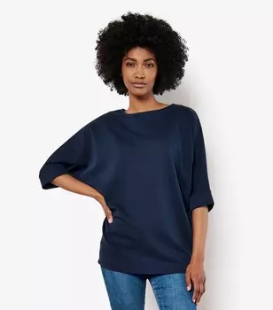 Абрикосово-темно-синий топ «летучая мышь» Apricot, военно-морской