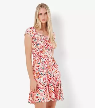 Абрикосовое мини-платье с принтом тай-дай Apricot, белый