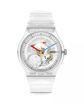 Абсолютно новые мужские часы с белым ремешком из органического материала Swatch, белый