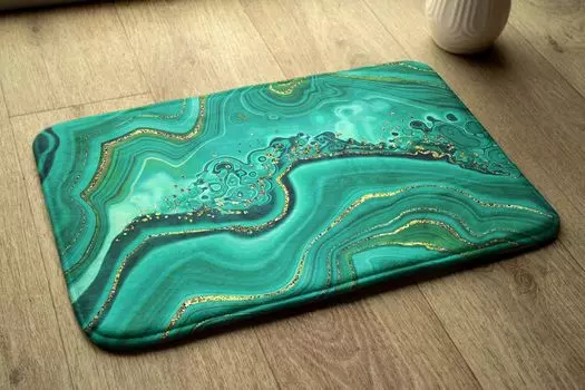 Абсорбирующий коврик для ванной - Коврик для ванной - Нескользящий коврик для ванной Коврик для ванной - 75x45 см - Бирюзовый мрамор tulup