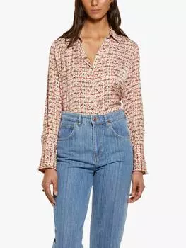 Абстрактная атласная рубашка SISLEY, разноцветный