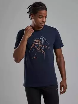 Абстрактная футболка из горного органического хлопка Montane, цвет Eclipse Blue