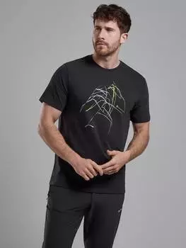 Абстрактная футболка из горного органического хлопка Montane, цвет Midnight Grey