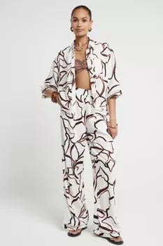 Абстрактная свободная рубашка из 100% хлопка River Island, коричневый