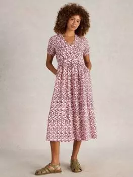 Абстрактное платье миди из органической хлопчатобумажной смеси leah White Stuff, красный/разноцветный