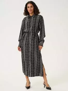 Абстрактное платье-рубашка алисы KAFFE, черный/белый