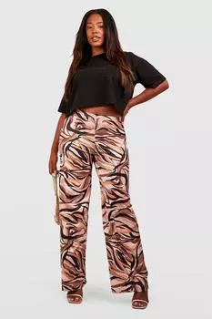 абстрактные объединенные брюки Boohoo, коричневый