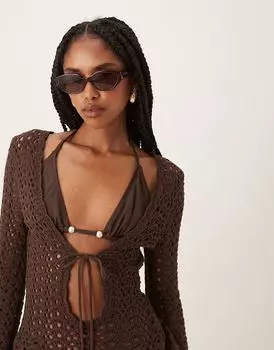 Абстрактные солнцезащитные очки Lu Goldie Eliana в цвете эспрессо