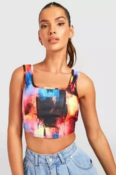 Абстрактный бенгалийский корсетный топ Boohoo, разноцветный