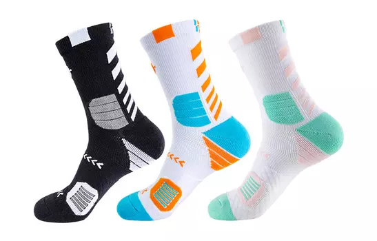 Accurate Rigorer Носки унисекс RIGORER до середины икры, 3 двойные упаковки (бело-серый + черно-белый + белый/зеленый/розовый)
