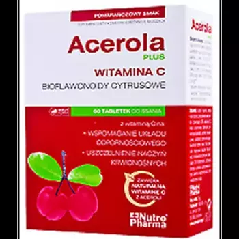 Acerola Plus 60 жевательных таблеток с биофлавоноидами (рутин, гесперидин) и витамином С Nutropharma