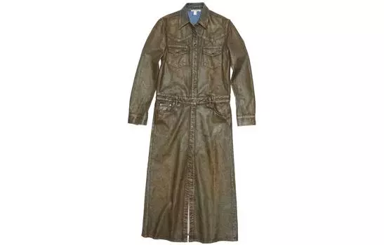 Acne Studios Джинсовое платье синего/бежевого цвета