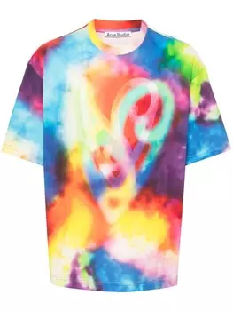 Acne Studios футболка из органического хлопка с абстрактным принтом, красный