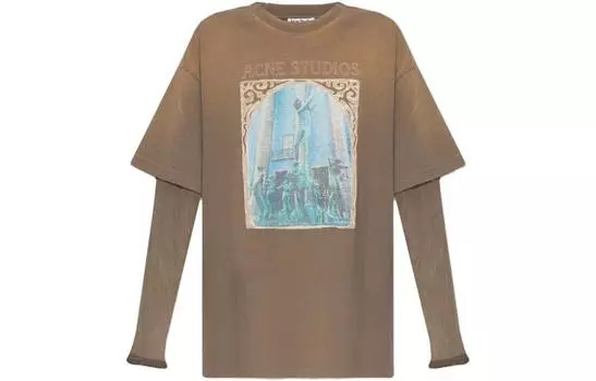 Acne Studios Футболка с заниженной линией плеч, женская, коричневого цвета