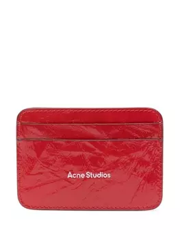Acne Studios кожаный держатель карт с тисненым логотипом, красный