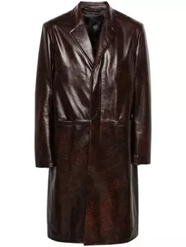 Acne Studios однобортное кожаное пальто, коричневый